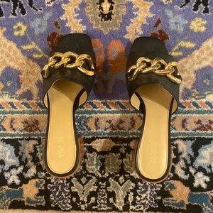 Black Michael Kore’s Open Toed Heels